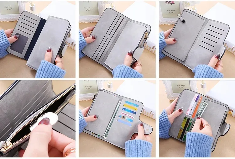 Alice in Wonderland Buckle Women Wallets Long Leather Top Quality 15 Card Holder Classic Female Purse Zipper Wallet For Ladies