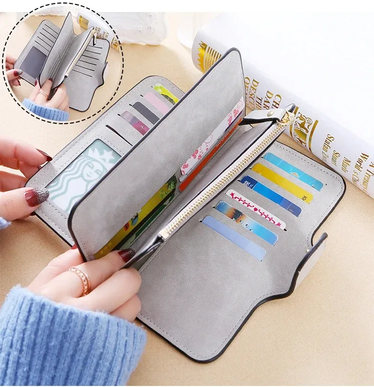 Alice in Wonderland Buckle Women Wallets Long Leather Top Quality 15 Card Holder Classic Female Purse Zipper Wallet For Ladies