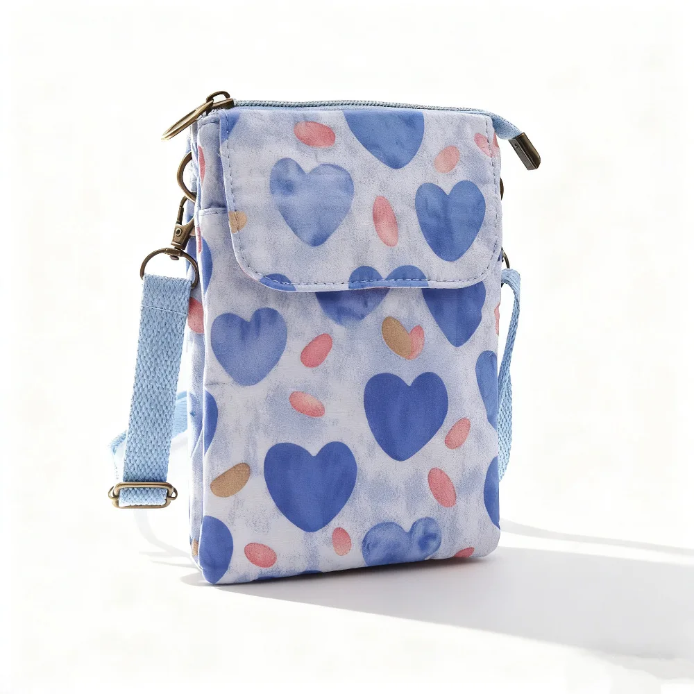 Versatile Print New Oil Painting Series 5-Layer Crossbody Phone Bag Rustic Fabric Women's Handbag Lightweight and Easy-to-Match
