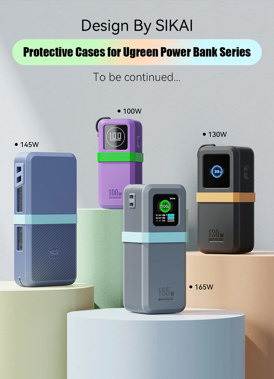 SIKAI Silicone Case for UGREEN 145W 25000mAh Power Bank Shockproof Cover with Precise Cutouts