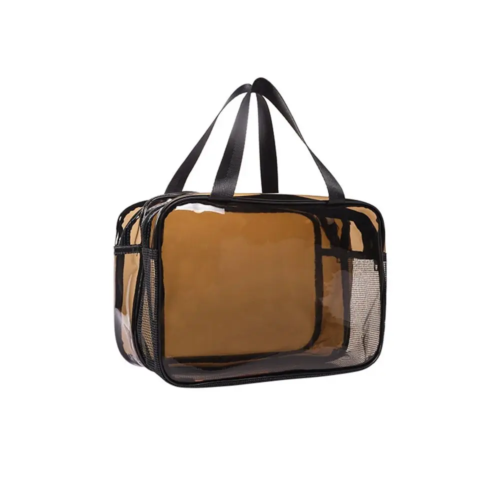 Transparent Cosmetic Bag Dry and Wet Separation PVC Cosmetic Storage Bag Large Capacity Waterproof Travel Toiletry Bag