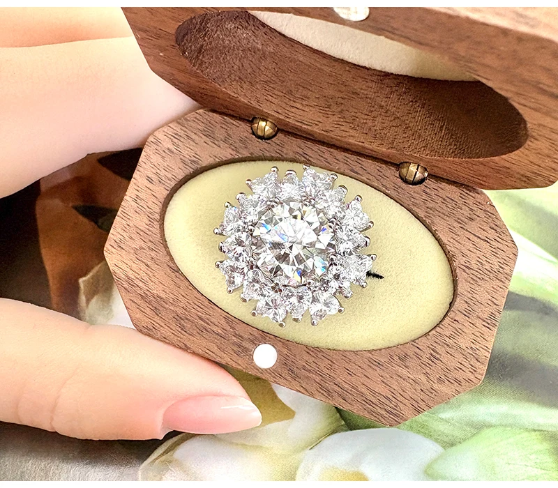 Sola-Bling 100% Pass Diamond Tester 5ct Moissanite Ring 925 Sterling Silver Rings for Women Fashion Elegant Gift Party Jewelry
