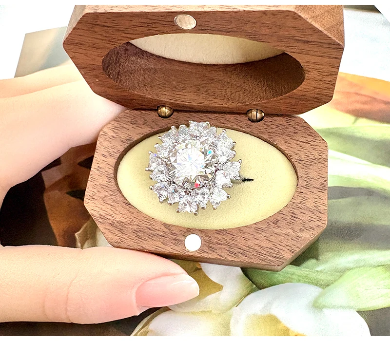Sola-Bling 100% Pass Diamond Tester 5ct Moissanite Ring 925 Sterling Silver Rings for Women Fashion Elegant Gift Party Jewelry