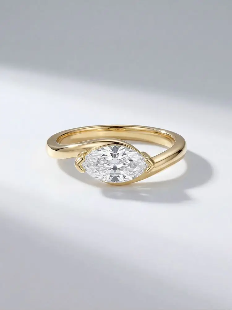 925 Sterling Silver Wave Shiny Marquise Zircon Ring For Women Anniversary Party Luxury High Quality Fine Jewelry Gifts
