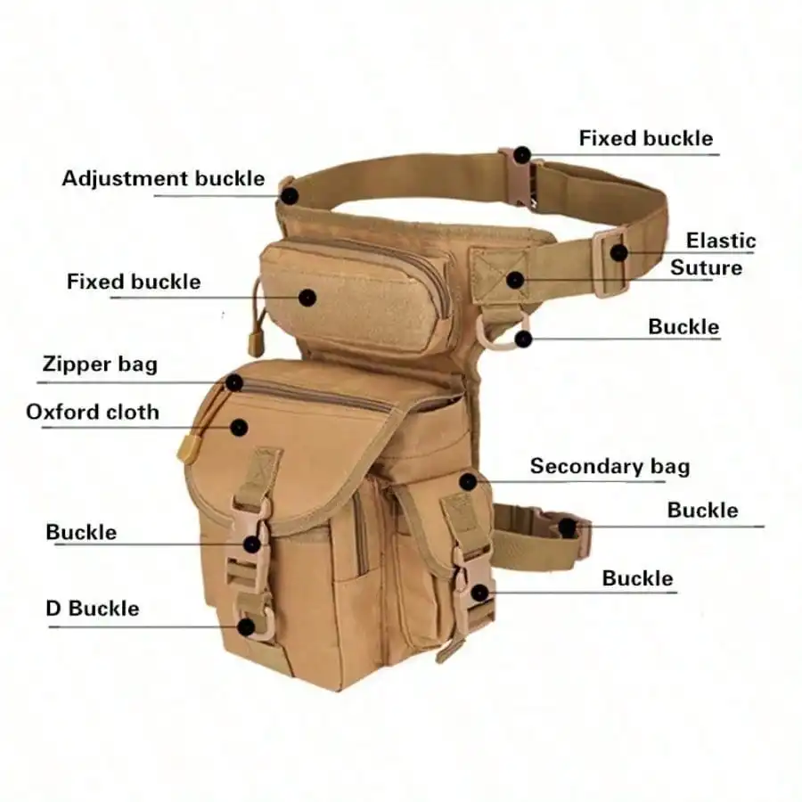 Tactical Drop Leg Pouch Bag Type B Cross Over Leg Rig Outdoor Bike Cycling Hiking Thigh Bag