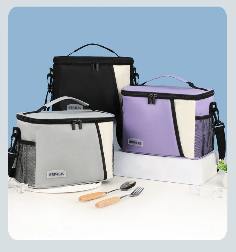 A Must in Winter! Dopamine Color Picnic Ice Bag Diagonally Across Square Lunch Bag Portable Going Out Thickened Aluminum Foil Th