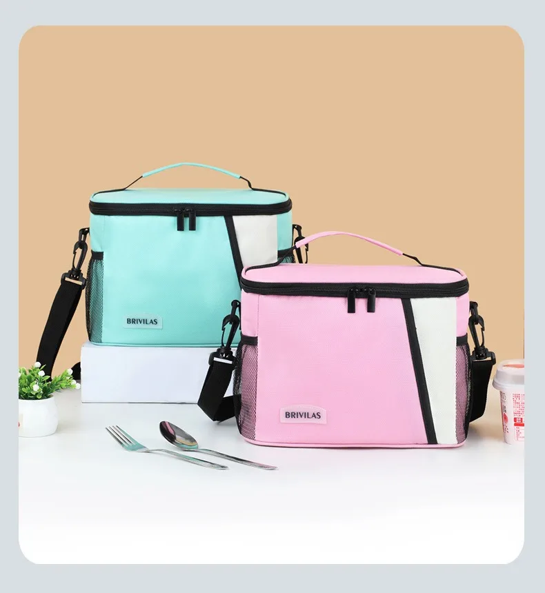 A Must in Winter! Dopamine Color Picnic Ice Bag Diagonally Across Square Lunch Bag Portable Going Out Thickened Aluminum Foil Th
