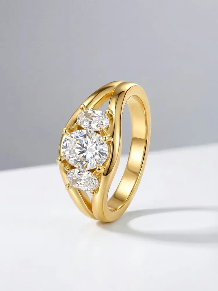 925 Sterling Silver Cambered Surface Three Oval Zircon Ring Engagement Wedding Luxury High Quality Fine Jewelry For Women