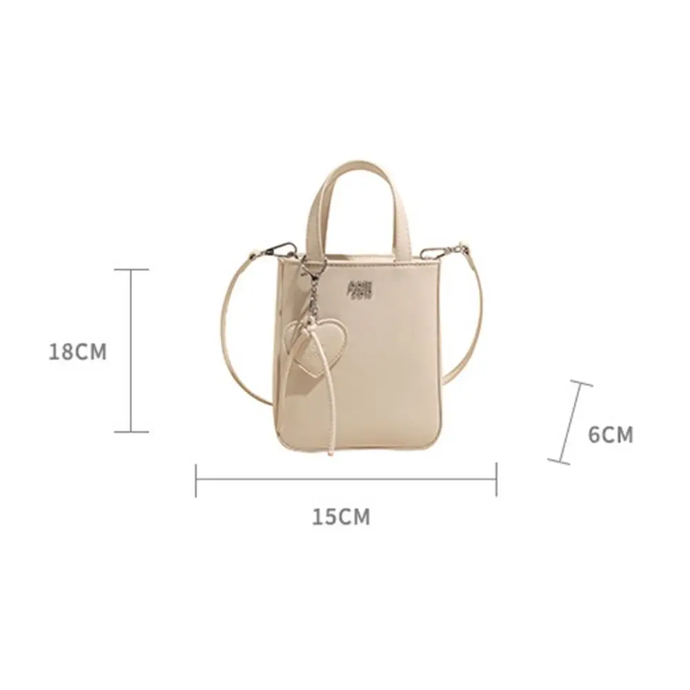 Fashion Pu Leather Shoulder Bag Chic Versatile Small Square Bag with Love Keychain Pendant High Quality Crossbody Bags for Women