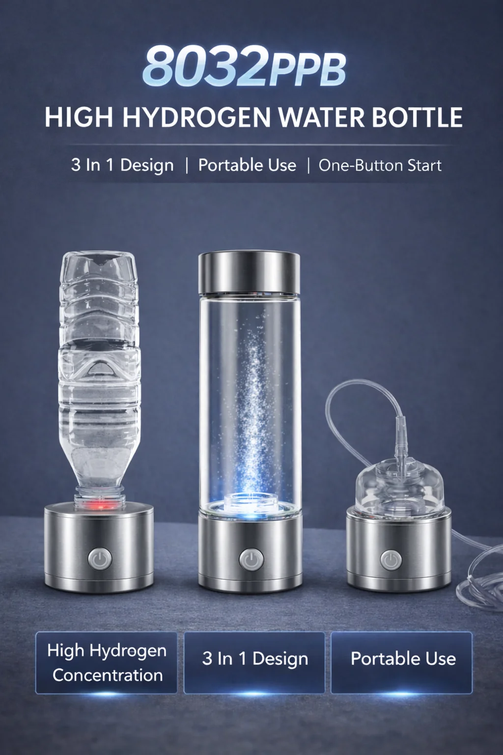 Portable Hydrogen Water Generator Bottle Rechargeable Electric Alkaline Ionizer Cup Hydrogen-Rich Water Health Care