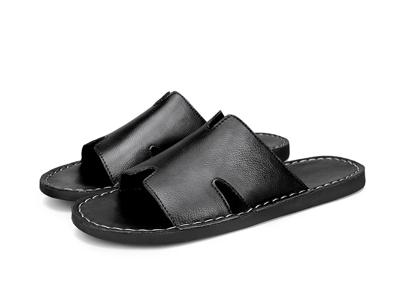 Fashion Men's Slippers Summer Outer Wear Non-Slip Wear-Resistant Casual Luxury Slippers Leather Slippers Outdoor