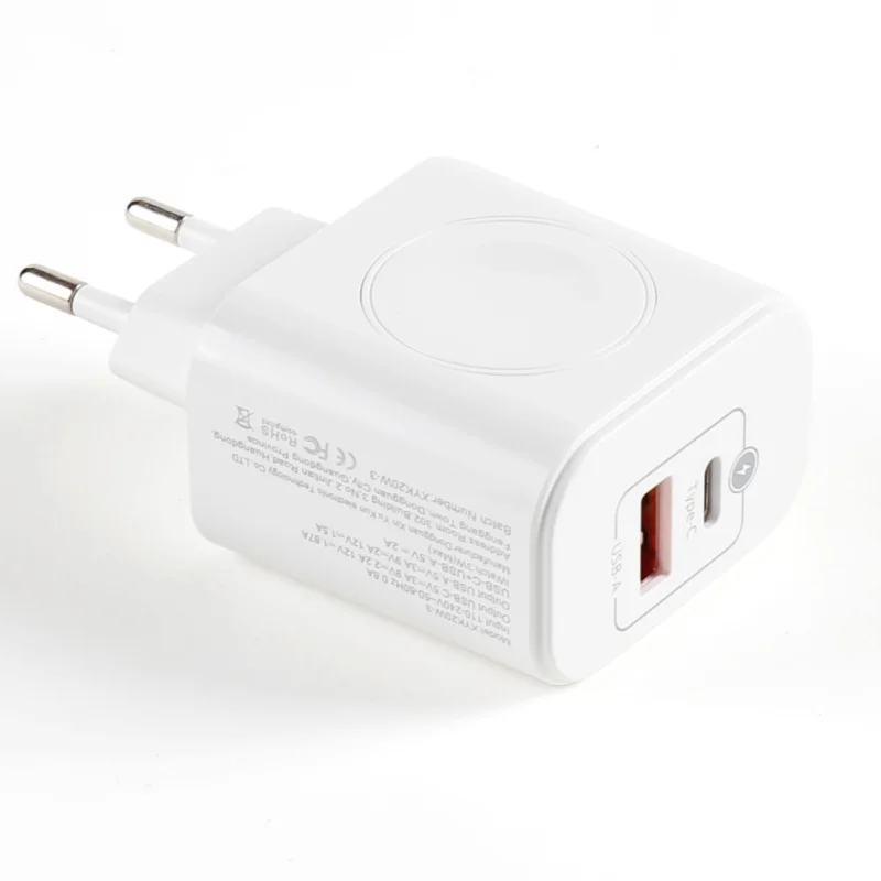 3-in-1 Wireless Charger Compatible with Apple Watch and iPhone, PD20W Charger with 2 Ports USB-C and USB-A Fast Charger Compatib