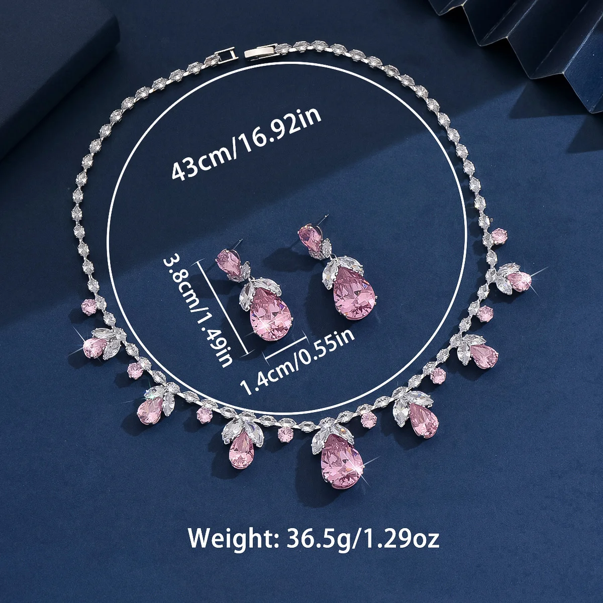 New French Ocean Zircon Necklace Earrings Set Fairy Tree Seal Fine Pair Dress Accessories Women