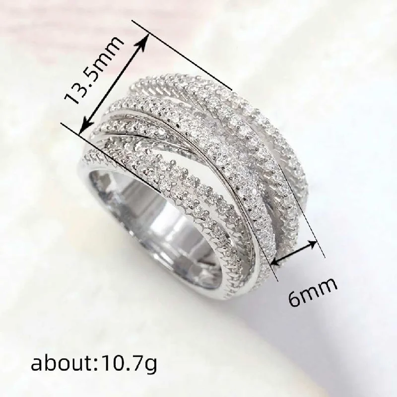 925 Sterling Silver Classic Vintage Line Wrap Zircon Ring For Women Party Luxury Fashion High Quality Fine Jewelry Hot Sales