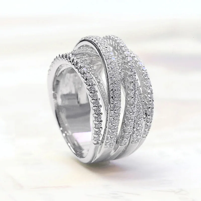 925 Sterling Silver Classic Vintage Line Wrap Zircon Ring For Women Party Luxury Fashion High Quality Fine Jewelry Hot Sales