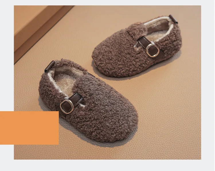 Winter Children's Shoes 2026 New Girls Fluffy Cotton Shoes Soft Bottom Non-slip Kids Fashion Simple Plush Shoes Trend Versatile