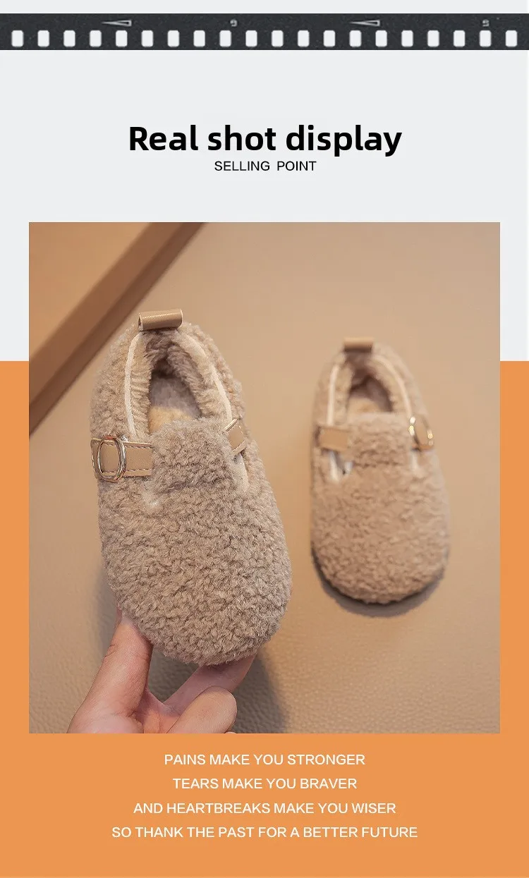 Winter Children's Shoes 2026 New Girls Fluffy Cotton Shoes Soft Bottom Non-slip Kids Fashion Simple Plush Shoes Trend Versatile