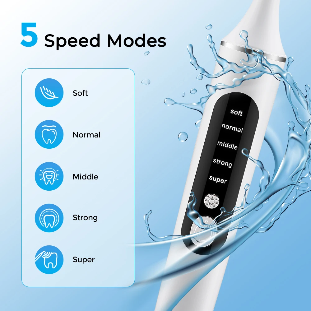 Tooth Polisher Rechargeable Teeth Polisher With 6 Brush Heads Tooth Whitening Kit For Cleaning Polishing Teeth Whitening Plaque