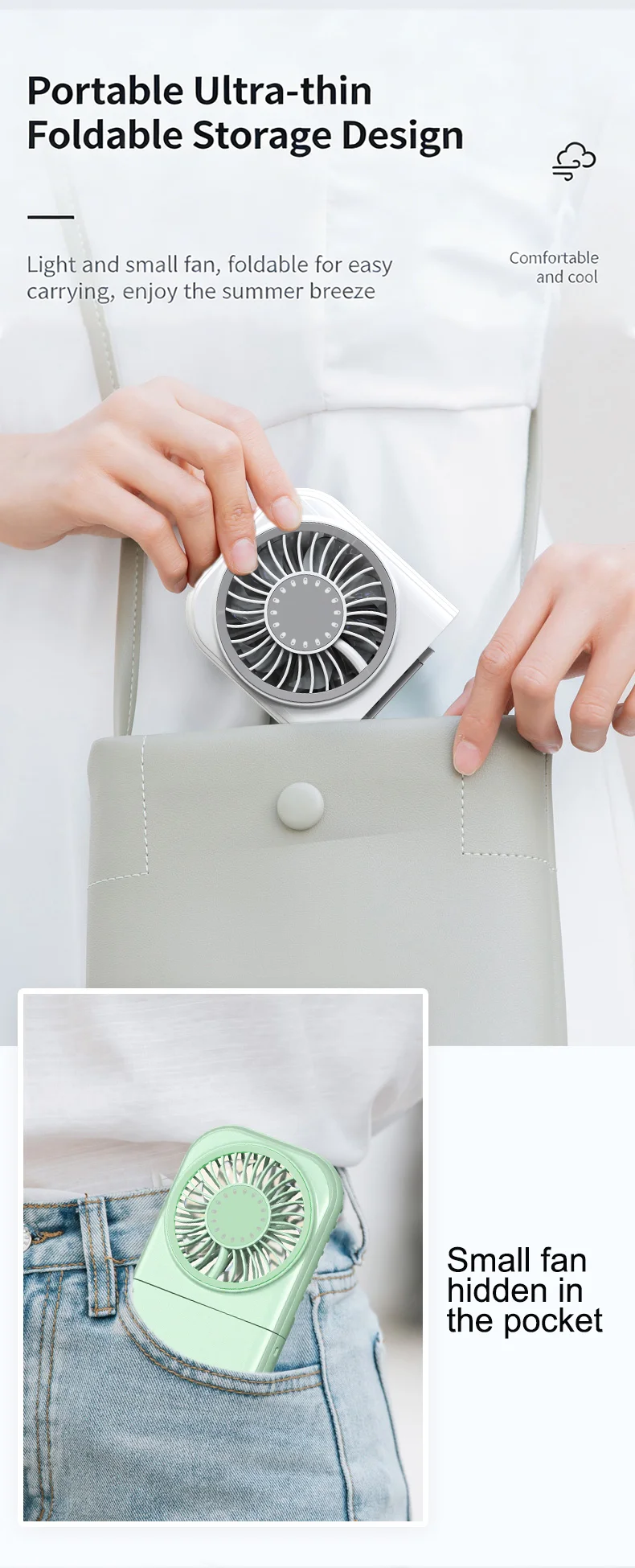 X30 USB Small Fan Outdoor Portable Handheld Fan Ultra-Quiet Slim Folding Mini Desktop Fan