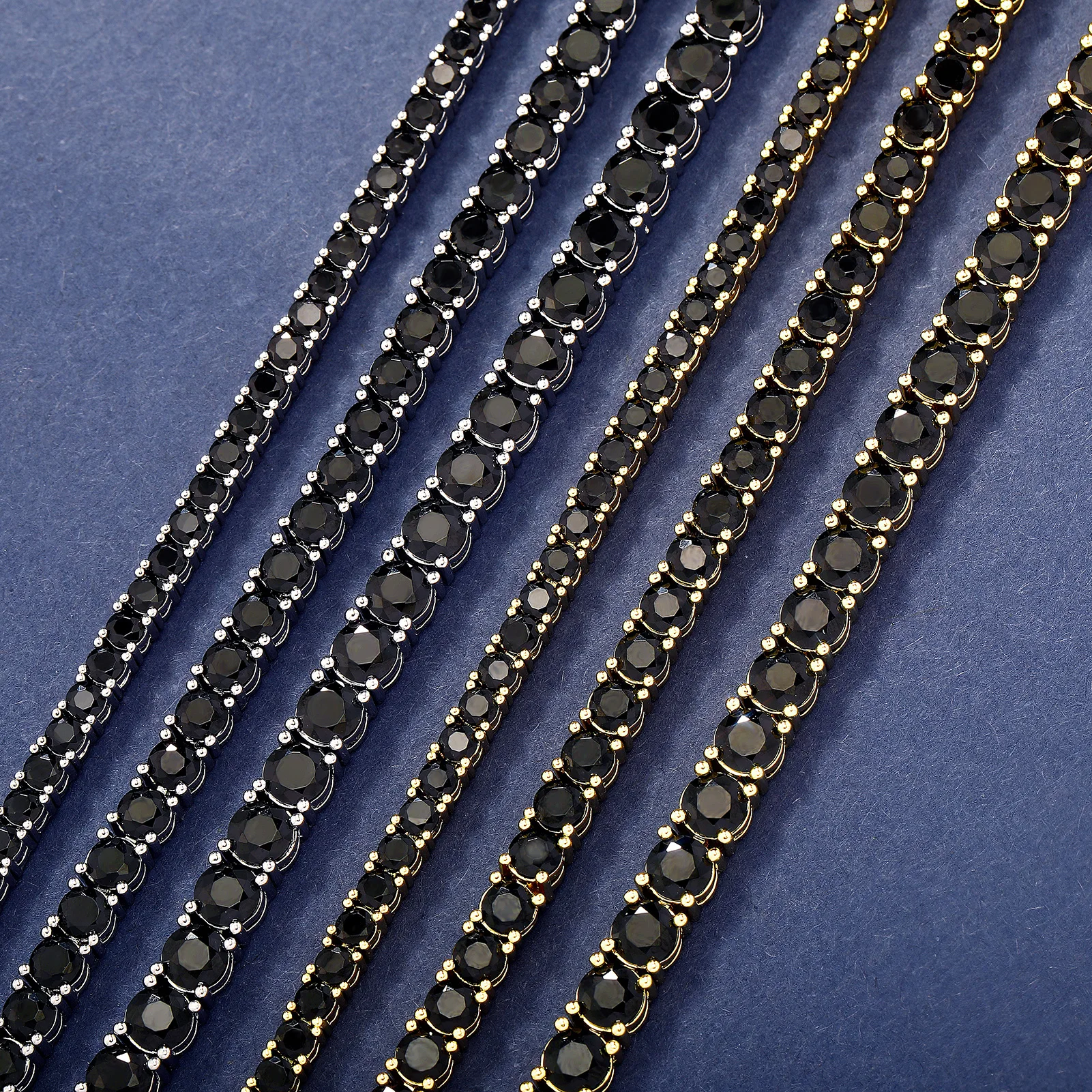 TOPGRILLZ 3MM-5MM Iced Out Black Cubic Zirconia Tennis Chain Bracelet Micro Paved 5A+ CZ Stones Charm Bangle For Men Women Gift