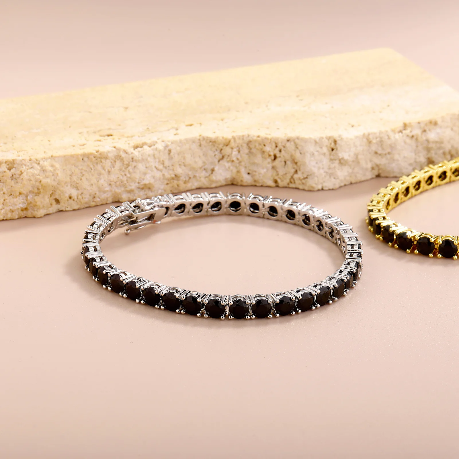 TOPGRILLZ 3MM-5MM Iced Out Black Cubic Zirconia Tennis Chain Bracelet Micro Paved 5A+ CZ Stones Charm Bangle For Men Women Gift