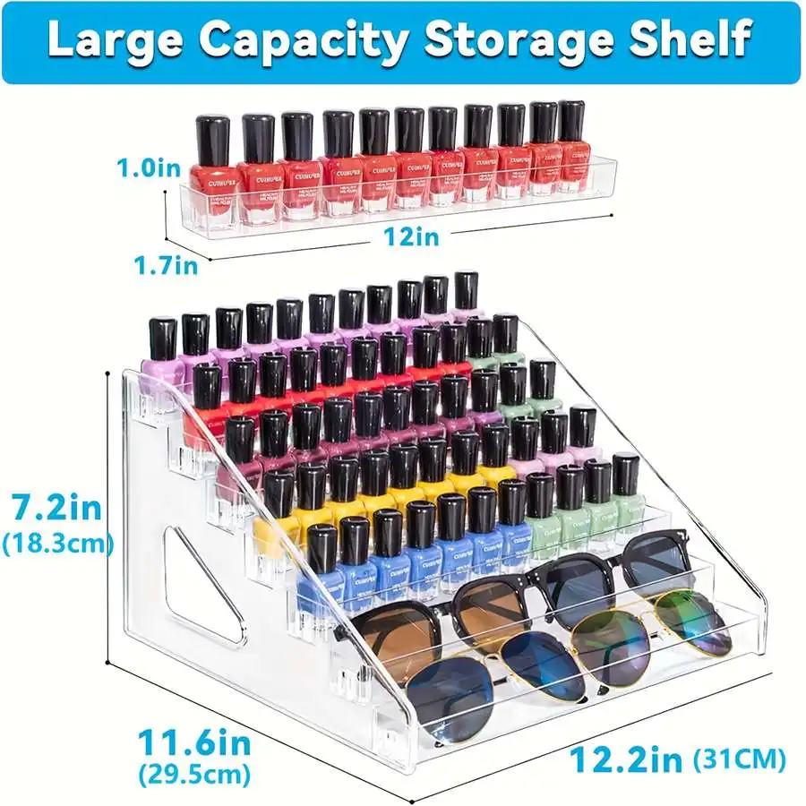 3/5/7 Layers Acrylic Nail Polish Display Organizer UV Gel Shelf Quick Install Cosmetic Rack Jewelry Stand Manicure Storage