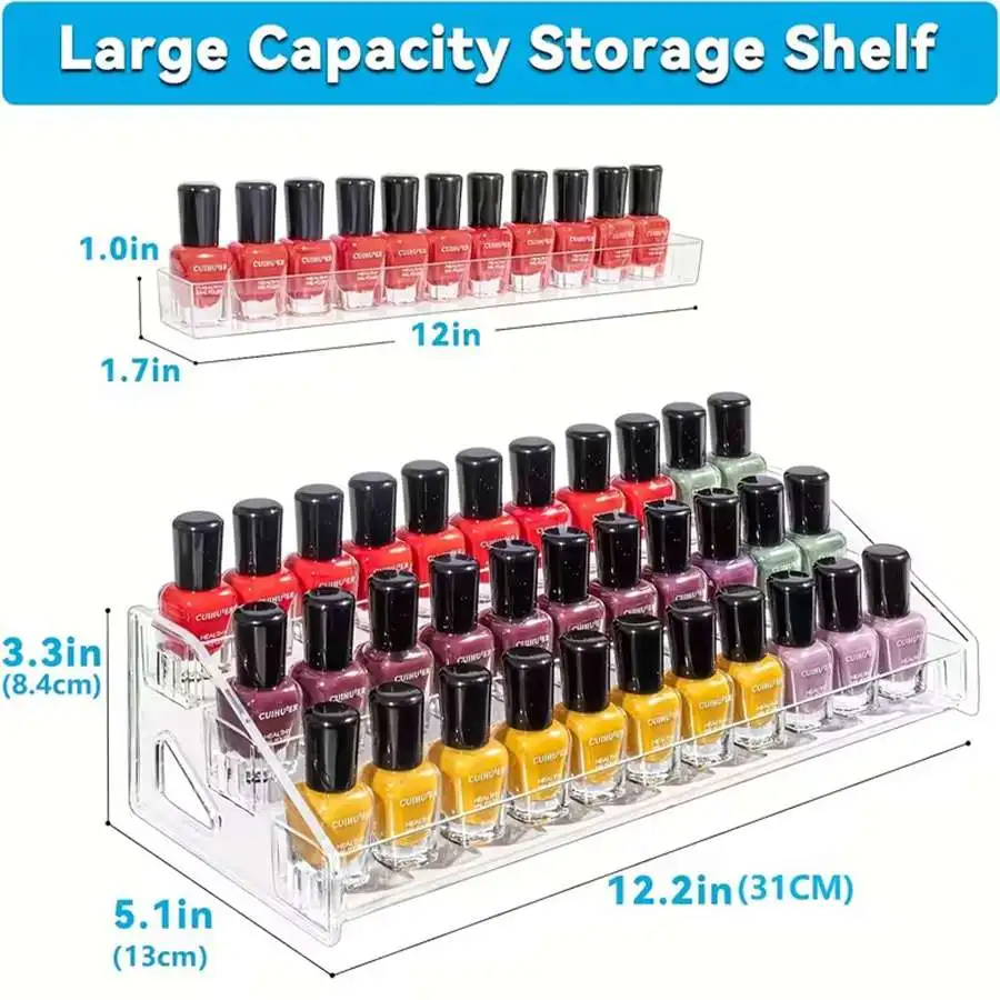 3/5/7 Layers Acrylic Nail Polish Display Organizer UV Gel Shelf Quick Install Cosmetic Rack Jewelry Stand Manicure Storage