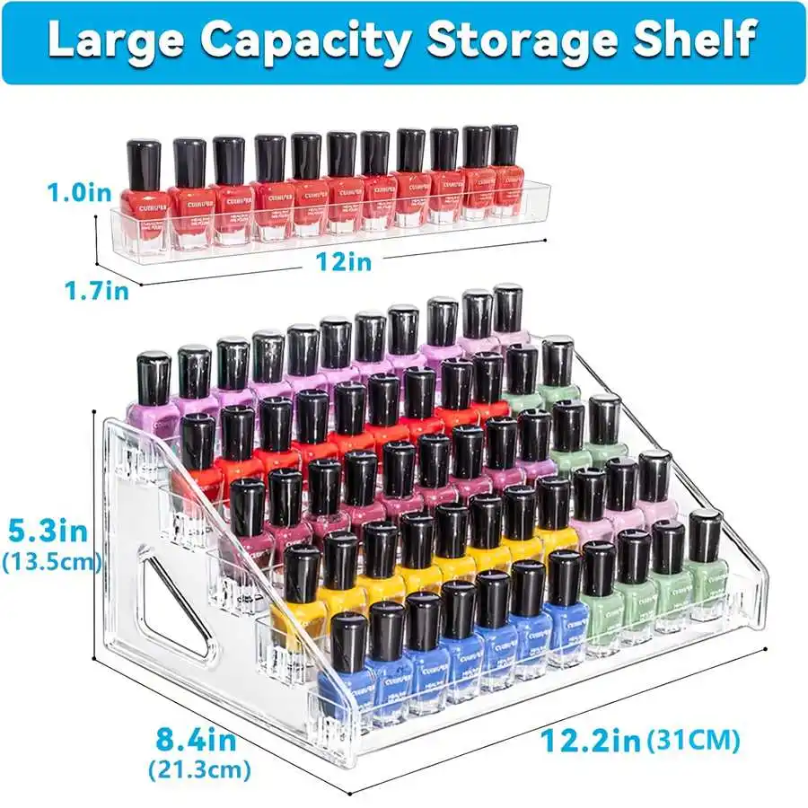 3/5/7 Layers Acrylic Nail Polish Display Organizer UV Gel Shelf Quick Install Cosmetic Rack Jewelry Stand Manicure Storage