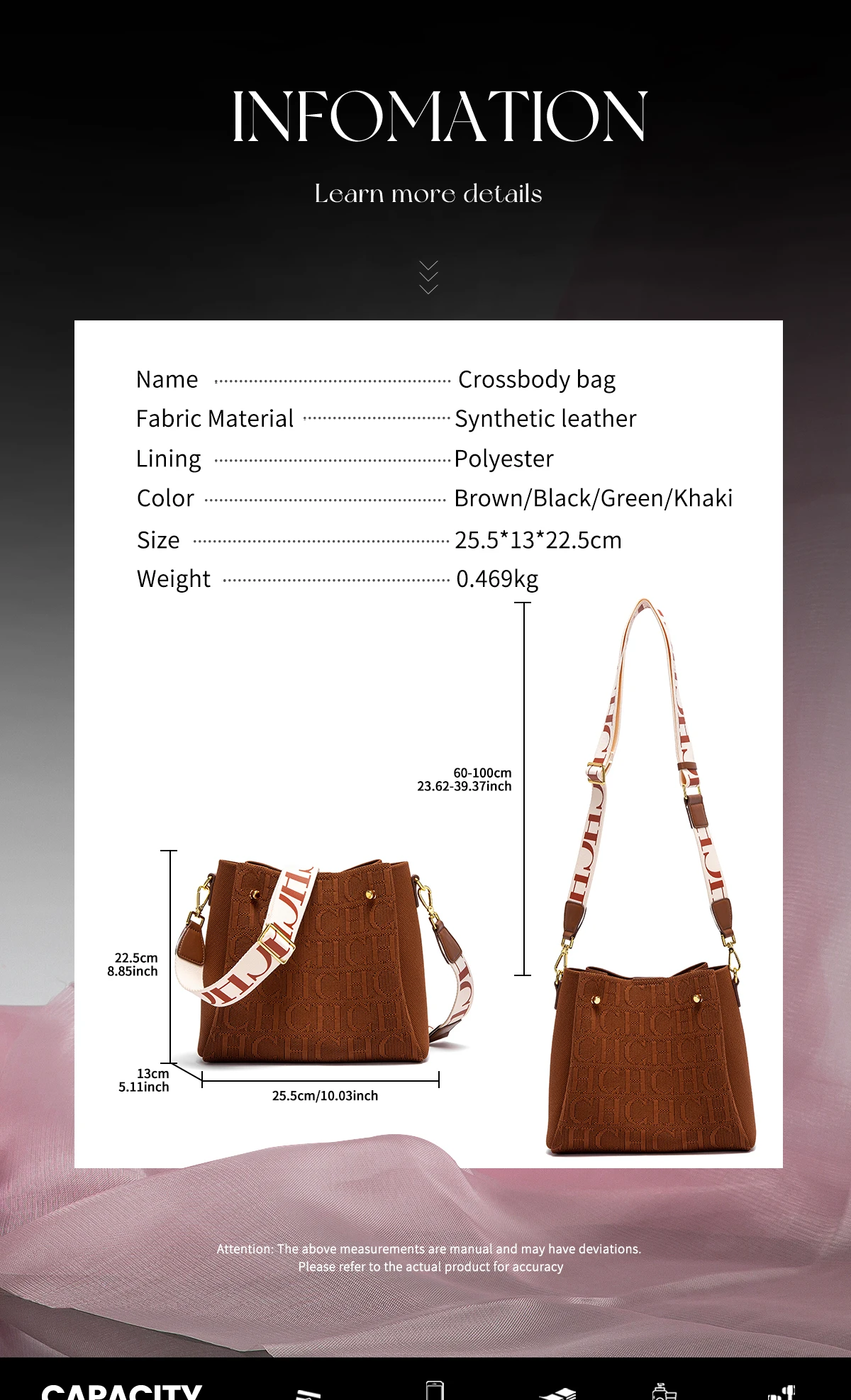 CH Autumn Winter Classic Crossbody Bag Brand Temperament Fashionable Casual Large Capacity Women's Shoulder Bag