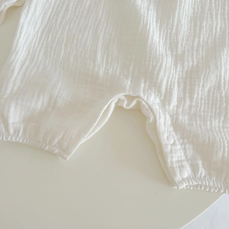 3Pcs Muslin Baby Jumpsuit Coat Hat Bear Baby Summer Clothes Set Kids Coat Romper White Toddler Outfit Suit Infant Clothing 0-3T