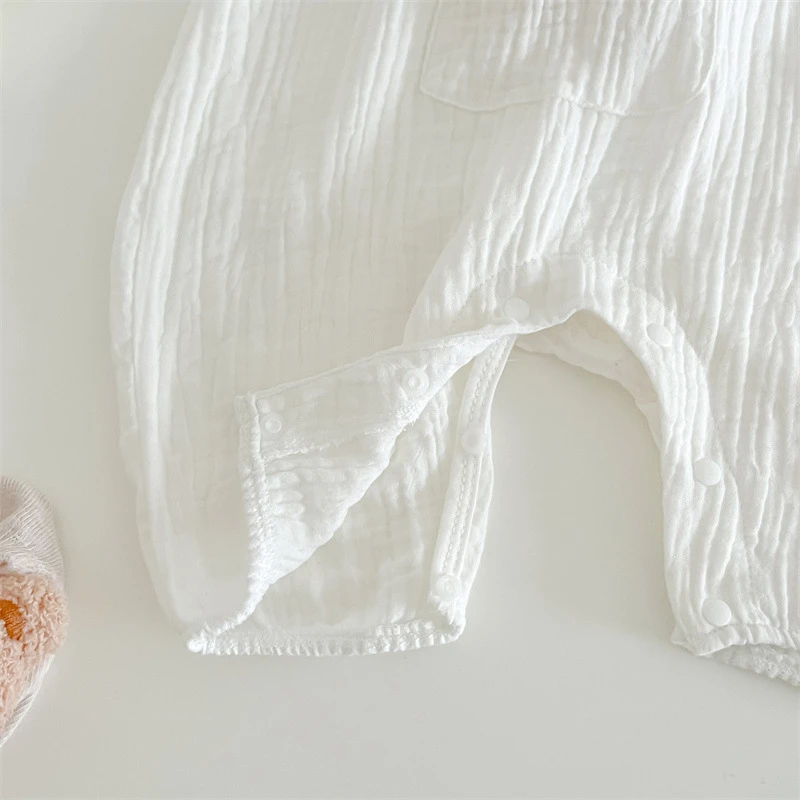 3Pcs Muslin Baby Jumpsuit Coat Hat Bear Baby Summer Clothes Set Kids Coat Romper White Toddler Outfit Suit Infant Clothing 0-3T