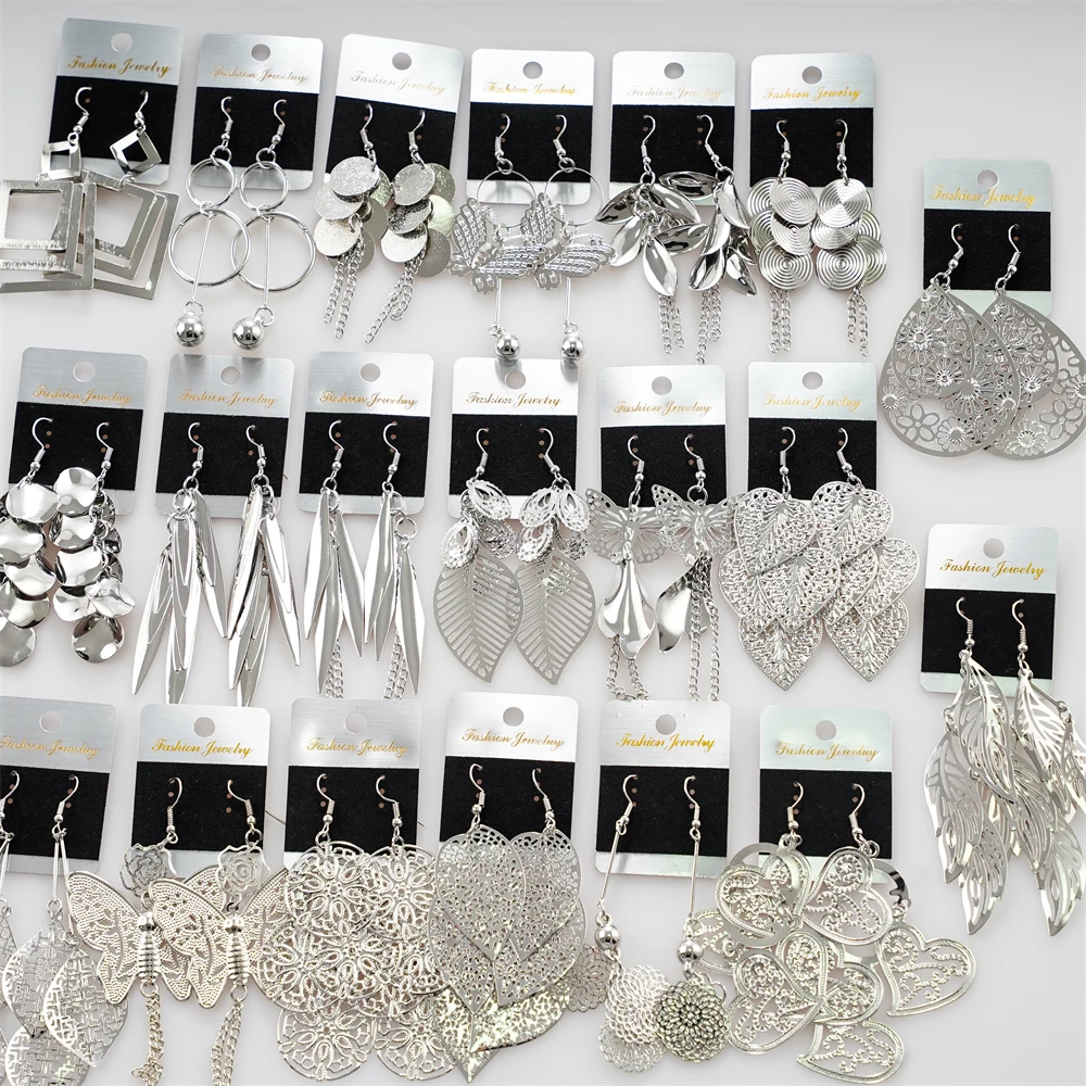 10/20/30/50Pairs/Lot Retro Trend Bohemian Frosting Carved Hollow Earrings For Women Mix Style Jewelry Party Gifts Wholesale