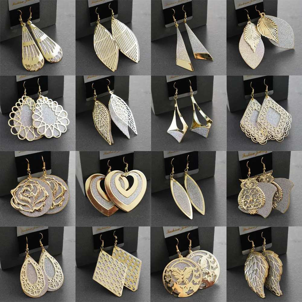 10/20/30/50Pairs/Lot Retro Trend Bohemian Frosting Carved Hollow Earrings For Women Mix Style Jewelry Party Gifts Wholesale
