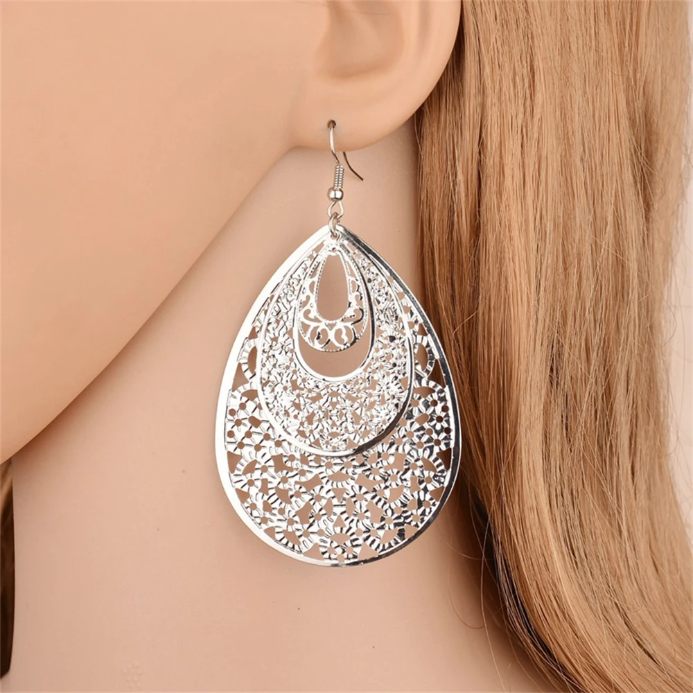 10/20/30/50Pairs/Lot Retro Trend Bohemian Frosting Carved Hollow Earrings For Women Mix Style Jewelry Party Gifts Wholesale