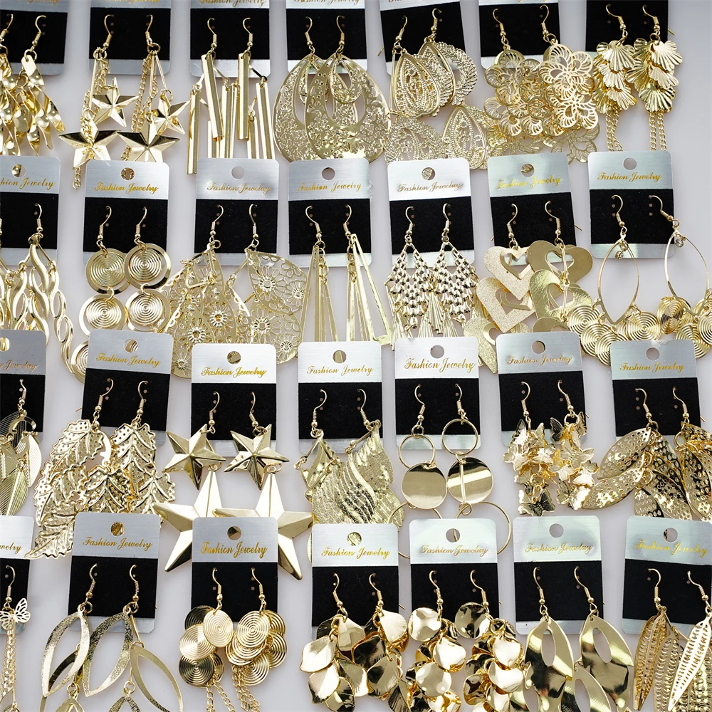 10/20/30/50Pairs/Lot Retro Trend Bohemian Frosting Carved Hollow Earrings For Women Mix Style Jewelry Party Gifts Wholesale
