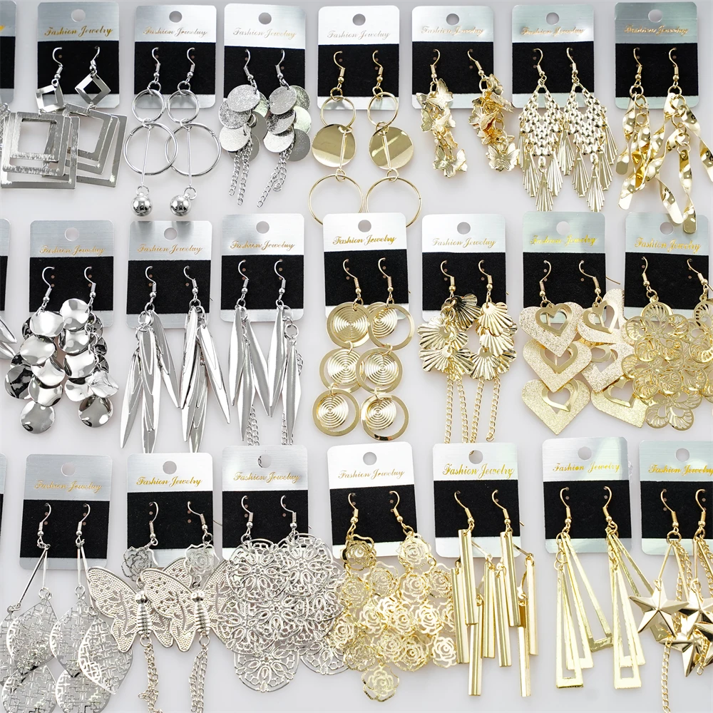 10/20/30/50Pairs/Lot Retro Trend Bohemian Frosting Carved Hollow Earrings For Women Mix Style Jewelry Party Gifts Wholesale