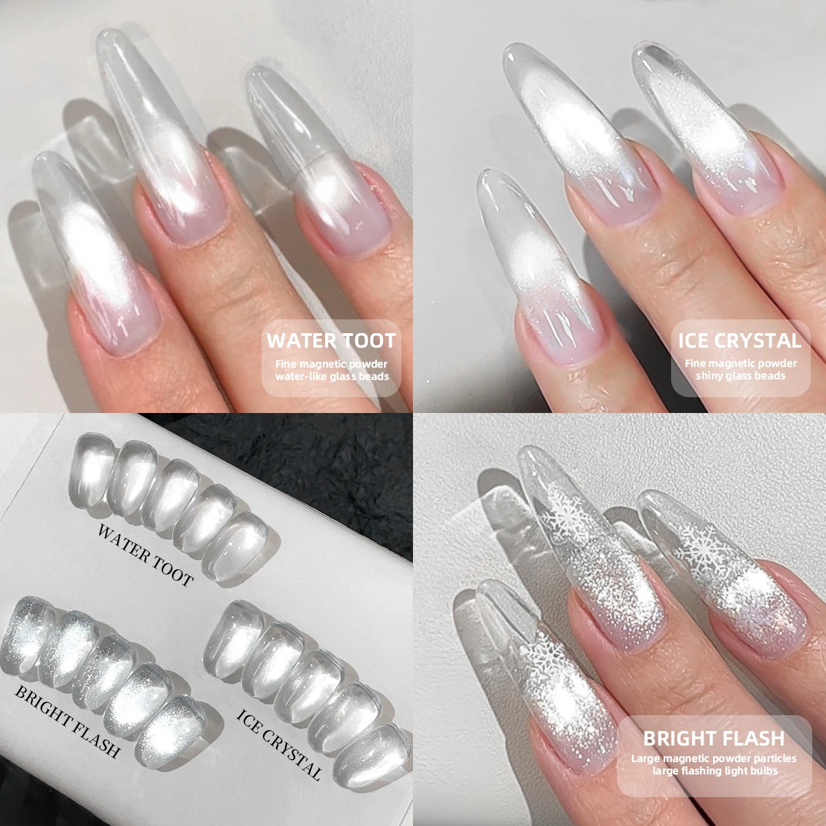 XEIJAYI 3pcs 15ml White Plain Water Cat's Eye Magnetic Gel Nail Polish - Ultra Shine, Quick-Dry, Soak-Off UV/LED Varnish for Stu