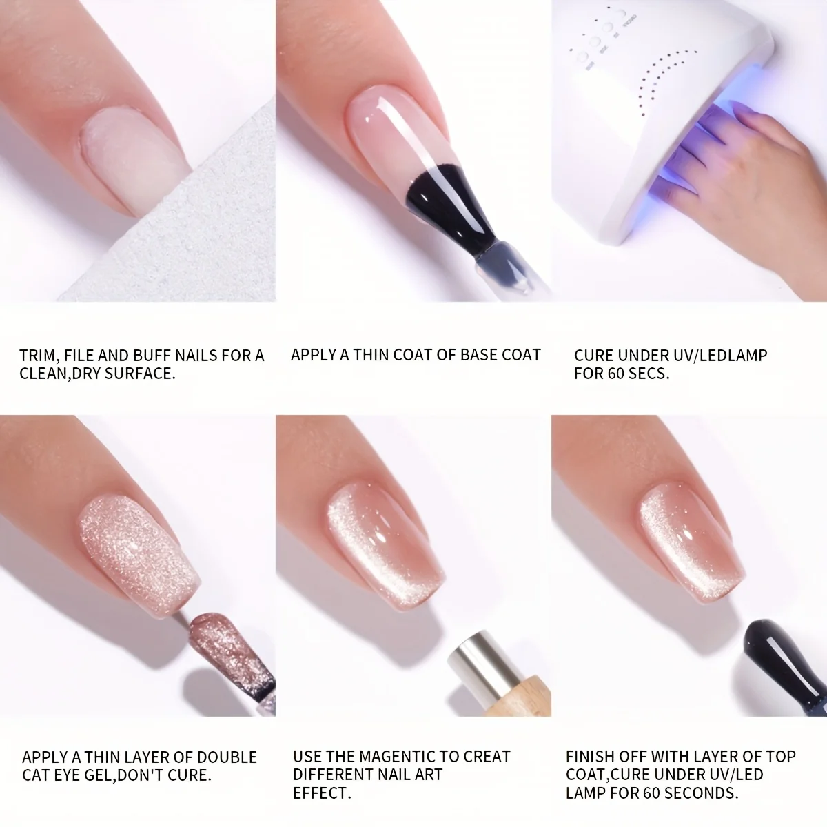XEIJAYI 3pcs 15ml White Plain Water Cat's Eye Magnetic Gel Nail Polish - Ultra Shine, Quick-Dry, Soak-Off UV/LED Varnish for Stu