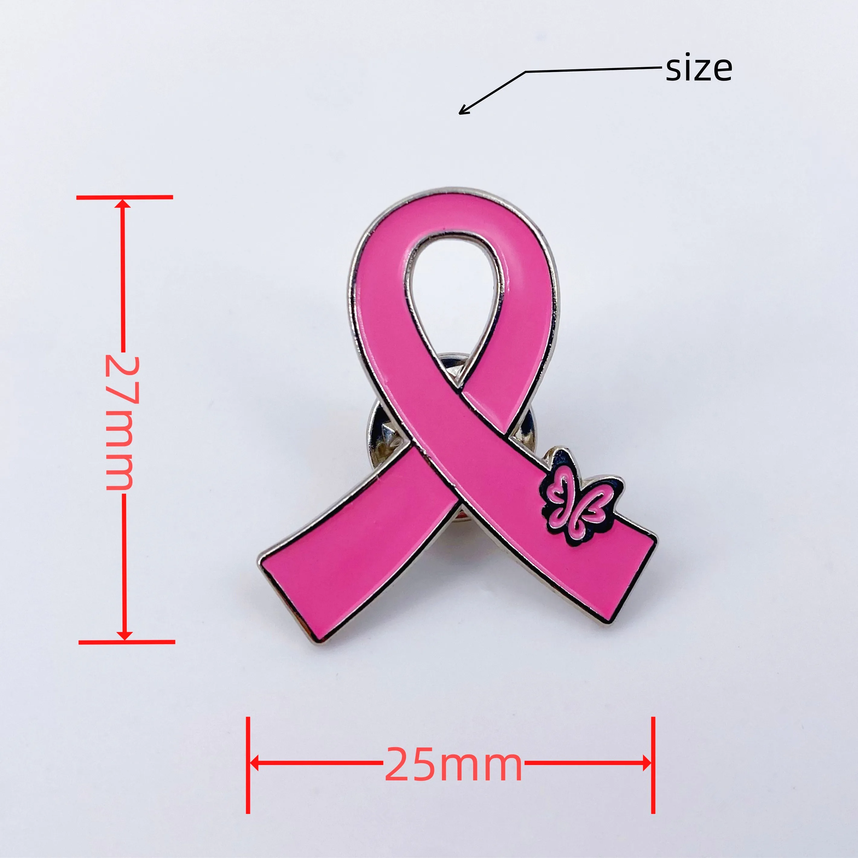 Pink Ribbon Pins Breast Cancer Awareness Enamel Lapel Pin for Women Pink Ribbon Brooch Pins Pink Butterfly Ribbon