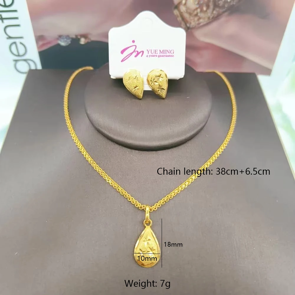 Women 18K Gold Plated Pendant Necklace and Drop Earrings Set Teardrop Star Round Flower Heart Gold Jewelry Accessories Gift
