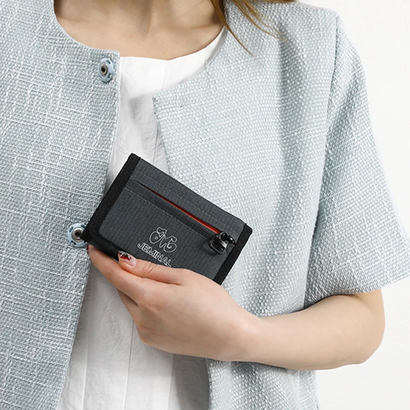 Japanese Style Nylon Trifold Wallet Casual Unisex Young Novelty Money Bag Purse with Zipper Coin ID Card Holder for Men Women