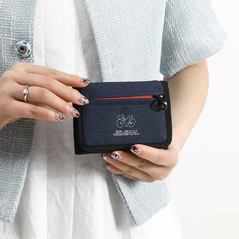 Japanese Style Nylon Trifold Wallet Casual Unisex Young Novelty Money Bag Purse with Zipper Coin ID Card Holder for Men Women