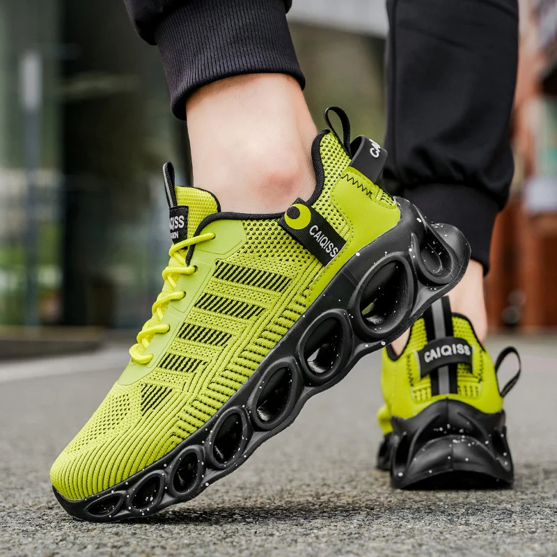 Men's Casual, Fashionable, Comfortable, Shock-Absorbing Blade-Style Shoes, Breathable Lace-Up Non-Slip Shoes, Suitable for Jogging, Daily Wear, and Gym