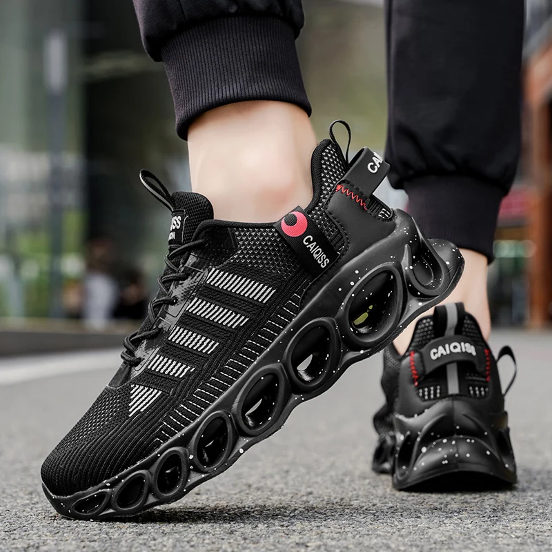 Men's Casual, Fashionable, Comfortable, Shock-Absorbing Blade-Style Shoes, Breathable Lace-Up Non-Slip Shoes, Suitable for Jogging, Daily Wear, and Gym