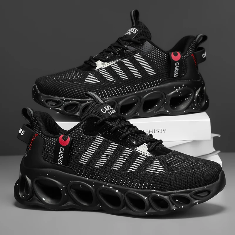 Men's Casual, Fashionable, Comfortable, Shock-Absorbing Blade-Style Shoes, Breathable Lace-Up Non-Slip Shoes, Suitable for Jogging, Daily Wear, and Gym