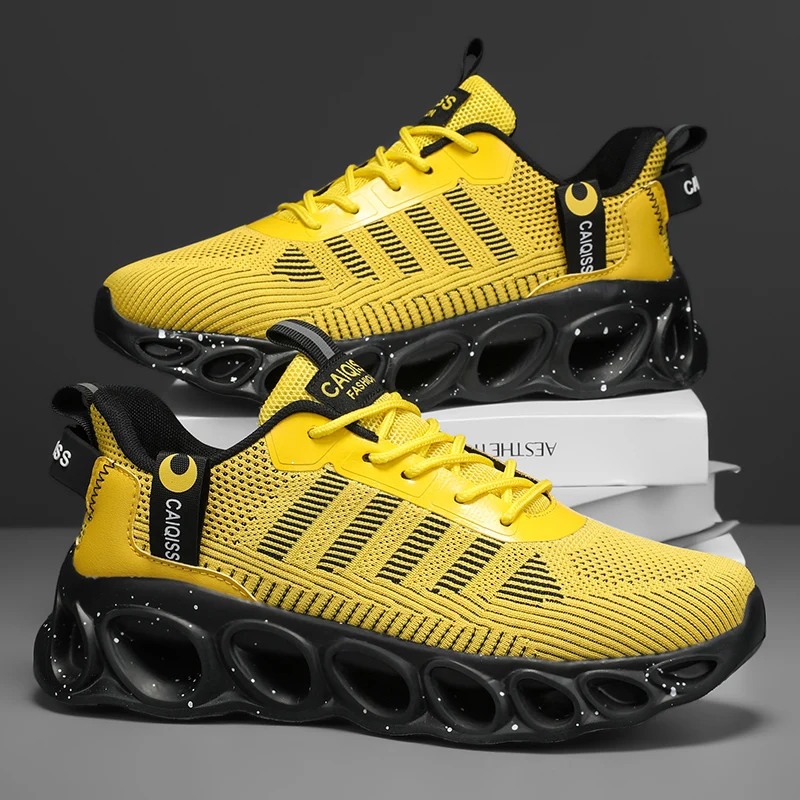 Men's Casual, Fashionable, Comfortable, Shock-Absorbing Blade-Style Shoes, Breathable Lace-Up Non-Slip Shoes, Suitable for Jogging, Daily Wear, and Gym