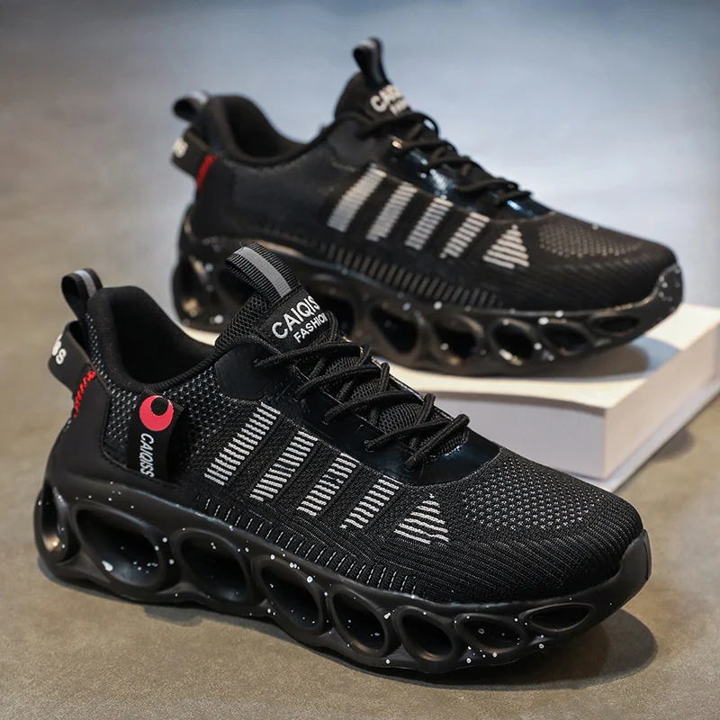 Men's Casual, Fashionable, Comfortable, Shock-Absorbing Blade-Style Shoes, Breathable Lace-Up Non-Slip Shoes, Suitable for Jogging, Daily Wear, and Gym