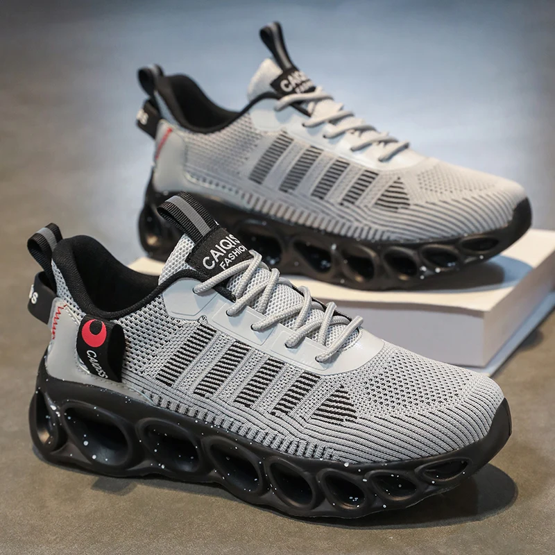 Men's Casual, Fashionable, Comfortable, Shock-Absorbing Blade-Style Shoes, Breathable Lace-Up Non-Slip Shoes, Suitable for Jogging, Daily Wear, and Gym