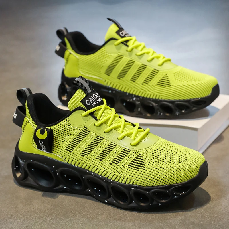 Men's Casual, Fashionable, Comfortable, Shock-Absorbing Blade-Style Shoes, Breathable Lace-Up Non-Slip Shoes, Suitable for Jogging, Daily Wear, and Gym