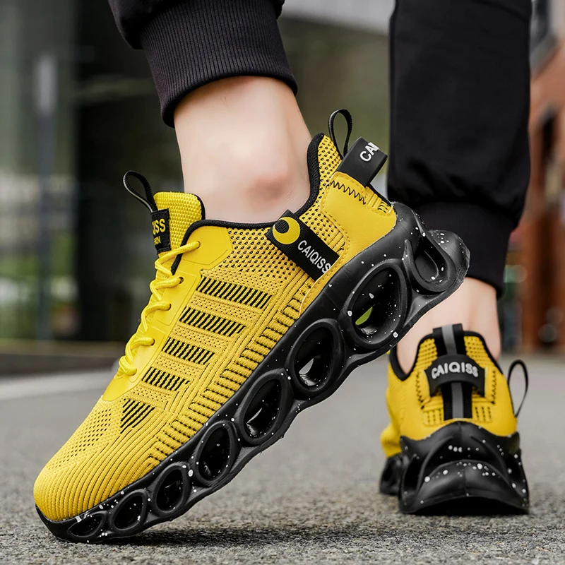 Men's Casual, Fashionable, Comfortable, Shock-Absorbing Blade-Style Shoes, Breathable Lace-Up Non-Slip Shoes, Suitable for Jogging, Daily Wear, and Gym